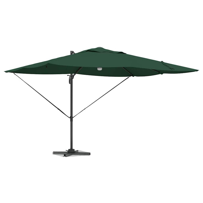 Parasol cantilever Roma verde cu LED-uri, dimensiuni 352x251x265 cm, din aluminiu. - WALTI WALTI