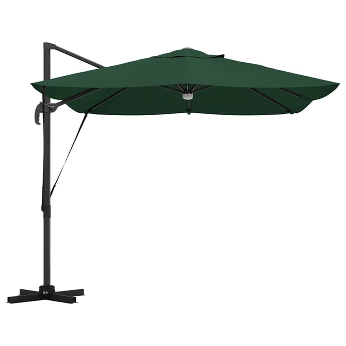 Parasol cantilever Roma verde cu LED-uri, dimensiuni 352x251x265 cm, din aluminiu. - WALTI WALTI