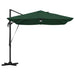 Parasol cantilever Roma verde cu LED-uri, dimensiuni 352x251x265 cm, din aluminiu. - WALTI WALTI