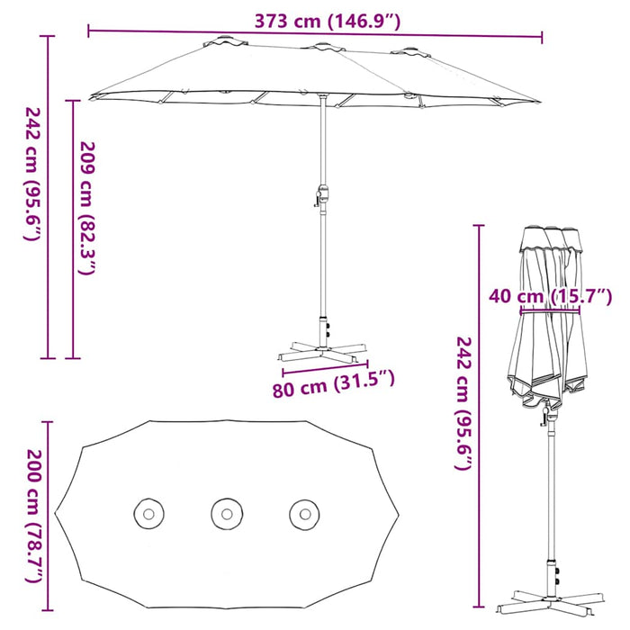Parasol de Grădină Nisipiu 380 x 196 x 235 cm - WALTI WALTI