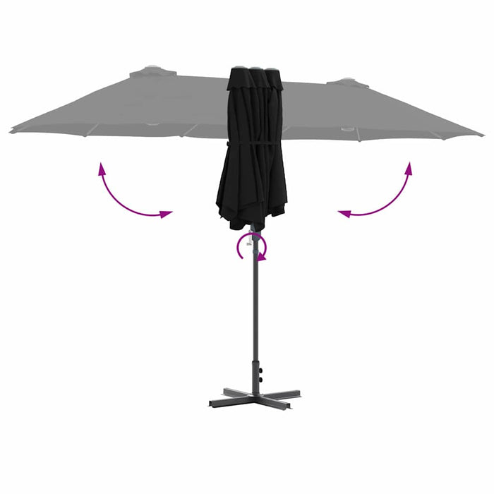 Parasol de Grădină Negru 380 x 196 x 235 cm - WALTI WALTI