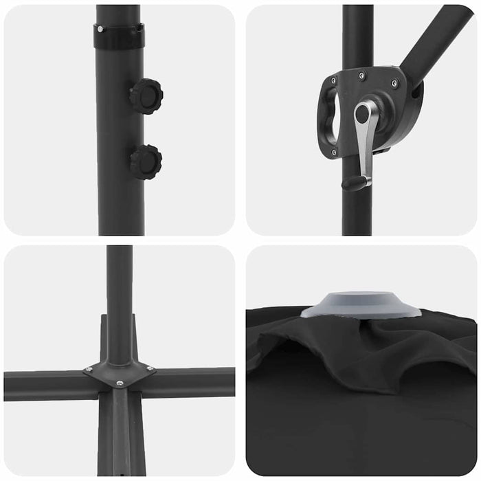 Parasol cu braț cantilever pentru grădină cu blocare Negru mare - WALTI WALTI