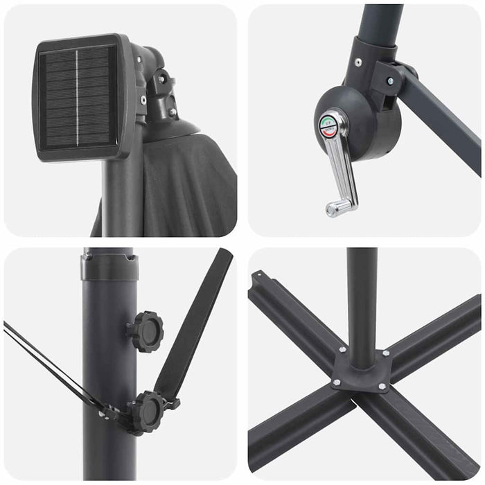 Parasol banana cu brațe cu blocare Antracit 294 x 294 x 248 cm - WALTI WALTI