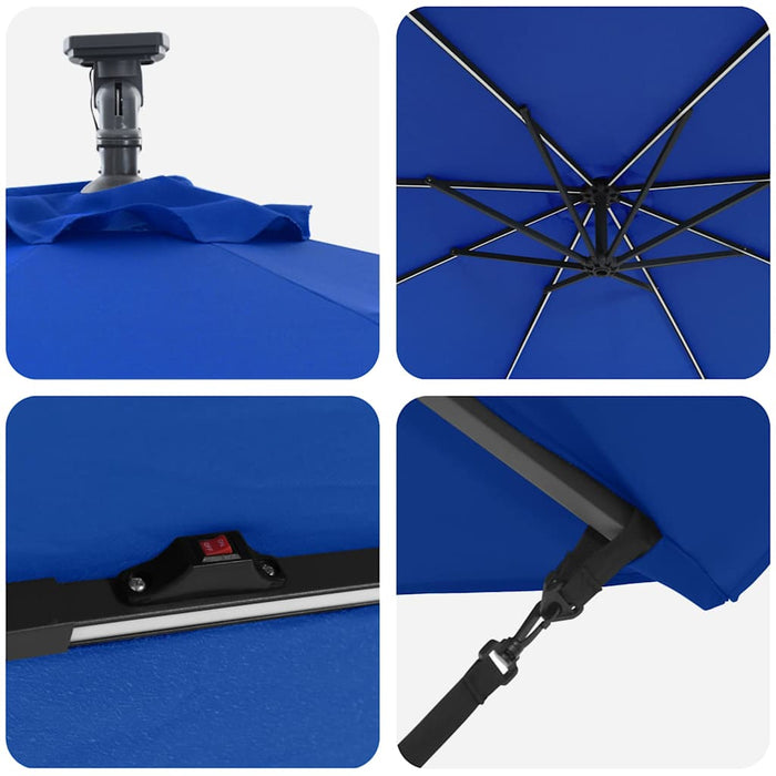 Parasol banana cu brațe albastru azur 294 x 294 x 248 cm - WALTI WALTI