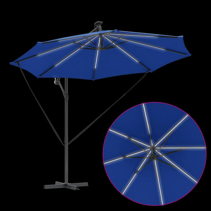 Parasol banana cu brațe albastru azur 294 x 294 x 248 cm - WALTI WALTI