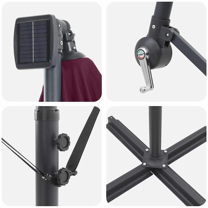 Parasol banana cu brațe Roșu bordo 294 x 294 x 248 cm - WALTI WALTI