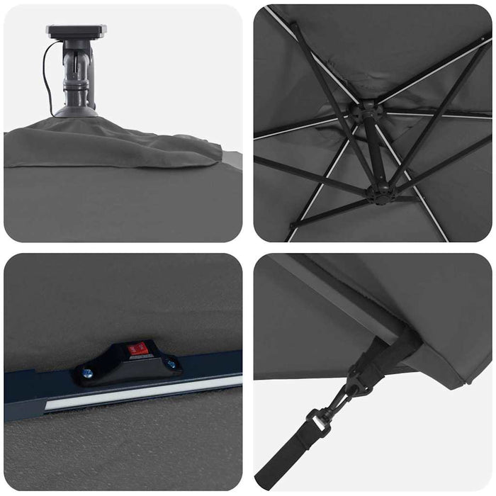 Parasol banana cu brațe cu blocare Antracit 294 x 200 x 254 cm - WALTI WALTI