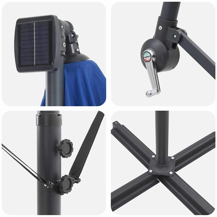 Parasol banana cu brațe albastru 249 x 249 x 250 cm - WALTI WALTI