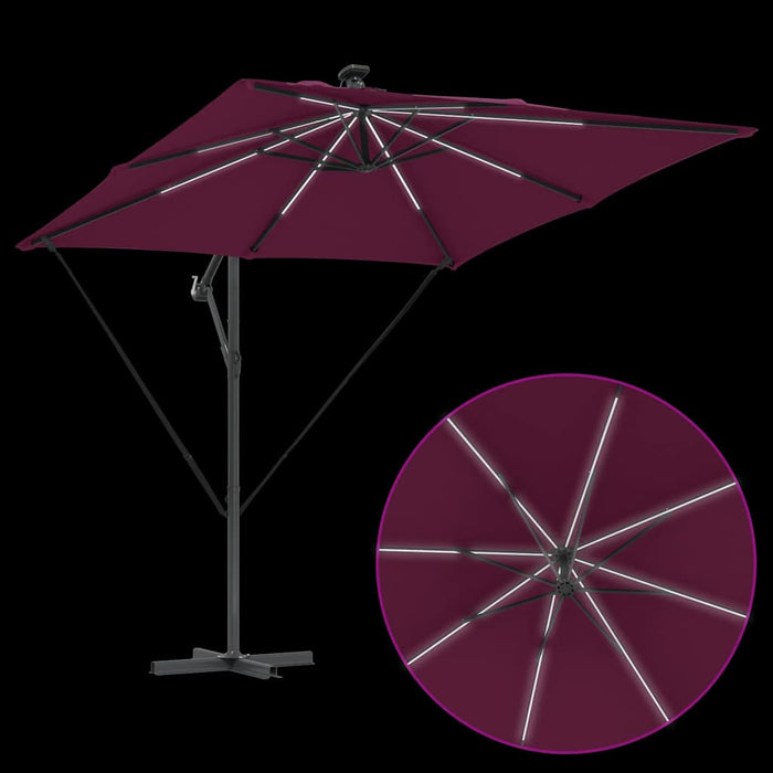 Parasol banana cu brațe Roșu bordo 249 x 249 x 250 cm - WALTI WALTI