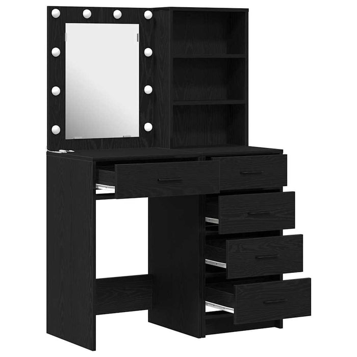 Masă de Machiaj 2 pcs Negru 50 x 41 x 135 cm Lemn compozit - WALTI WALTI