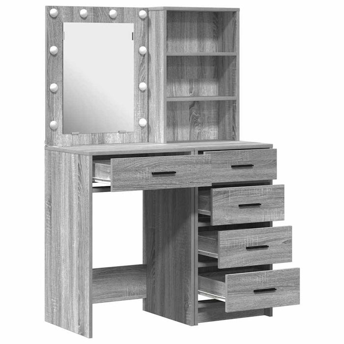 Masă de Machiaj 2 pcs Gri 50 x 41 x 135 cm Lemn compozit - WALTI WALTI