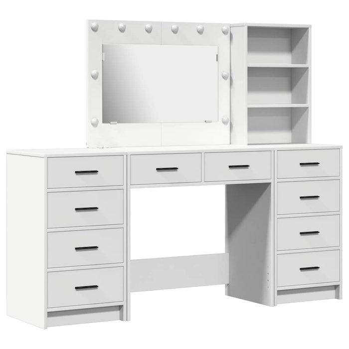 Masă de Machiaj cu lumini de oglindă 3 pcs Alb Lemn compozit - WALTI WALTI