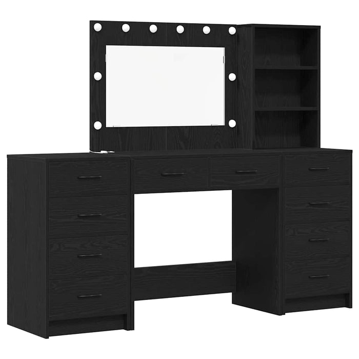 Masă de Machiaj cu sertar 3 pcs Stejar Negru Lemn compozit - WALTI WALTI