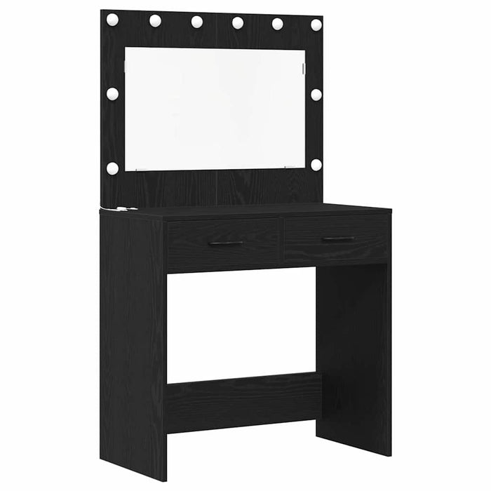 Masă de Machiaj cu sertar 3 pcs Stejar Negru Lemn compozit - WALTI WALTI