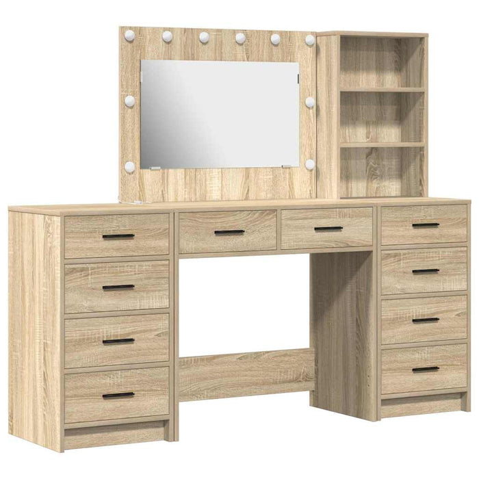 Masă de Machiaj cu sertar 3 pcs Stejar Sonoma Lemn compozit - WALTI WALTI