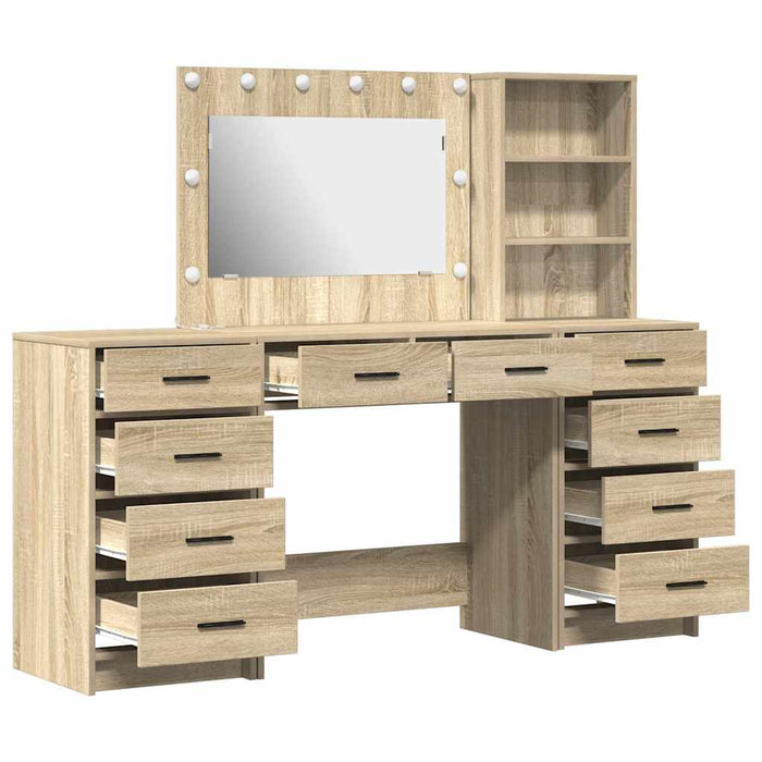 Masă de Machiaj cu sertar 3 pcs Stejar Sonoma Lemn compozit - WALTI WALTI