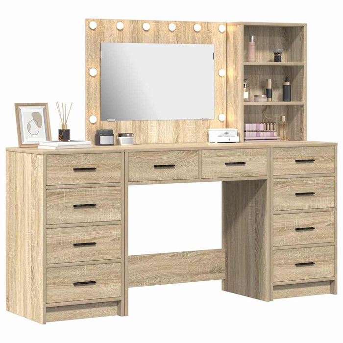 Masă de Machiaj cu sertar 3 pcs Stejar Sonoma Lemn compozit - WALTI WALTI