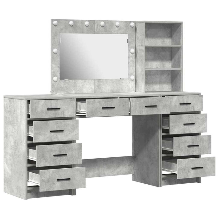 Masă de Machiaj 3 pcs Gri 40 x 41 x 135 cm Lemn compozit - WALTI WALTI