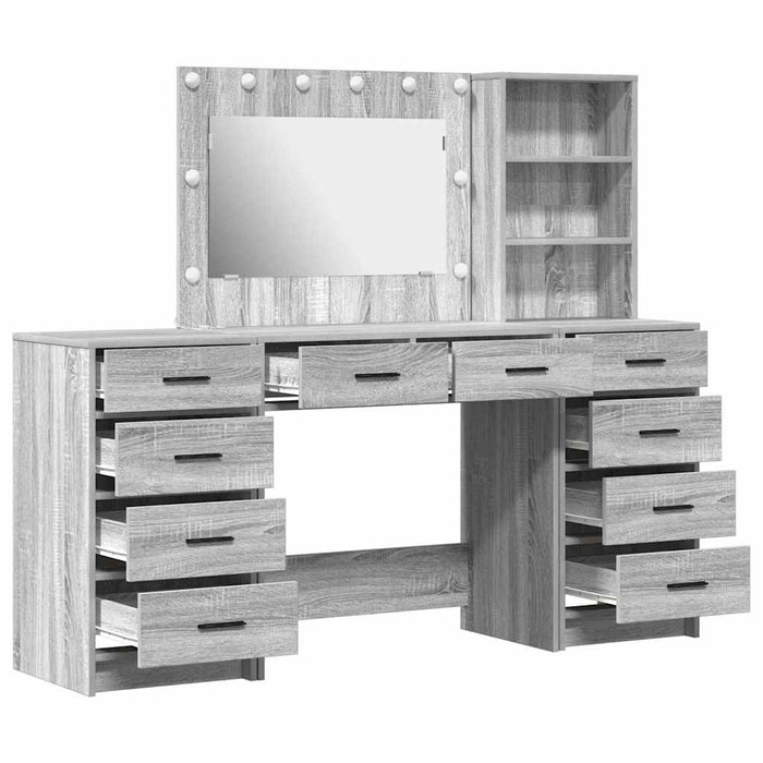 Masă de Machiaj 3 pcs Gri 40 x 41 x 135 cm Lemn compozit - WALTI WALTI