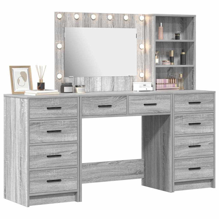 Masă de Machiaj 3 pcs Gri 40 x 41 x 135 cm Lemn compozit - WALTI WALTI