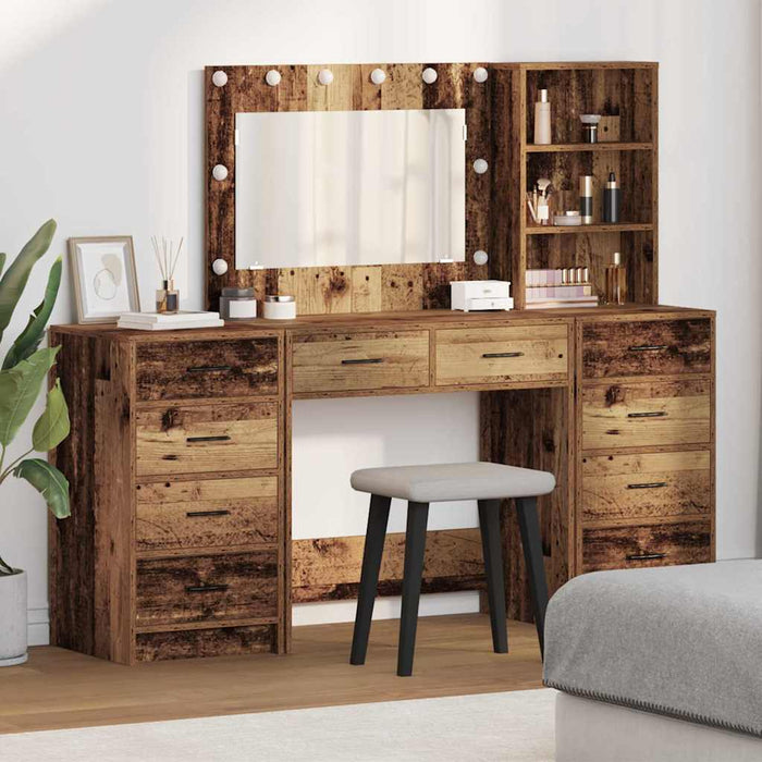Masă de Machiaj 3 pcs Maro 40 x 41 x 135 cm Lemn compozit - WALTI WALTI