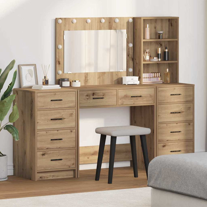 Masă de Machiaj cu sertar 3 pcs Stejar Artizanal Lemn compozit - WALTI WALTI