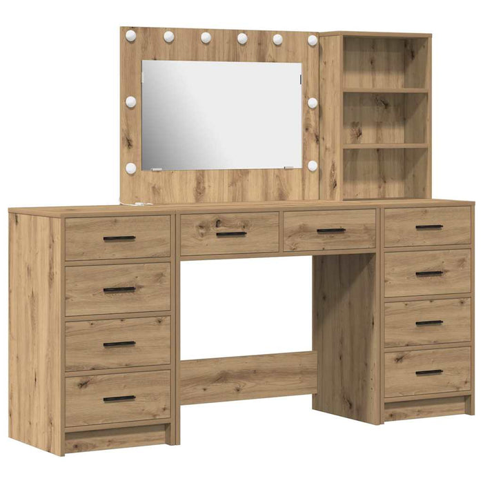 Masă de Machiaj cu sertar 3 pcs Stejar Artizanal Lemn compozit - WALTI WALTI