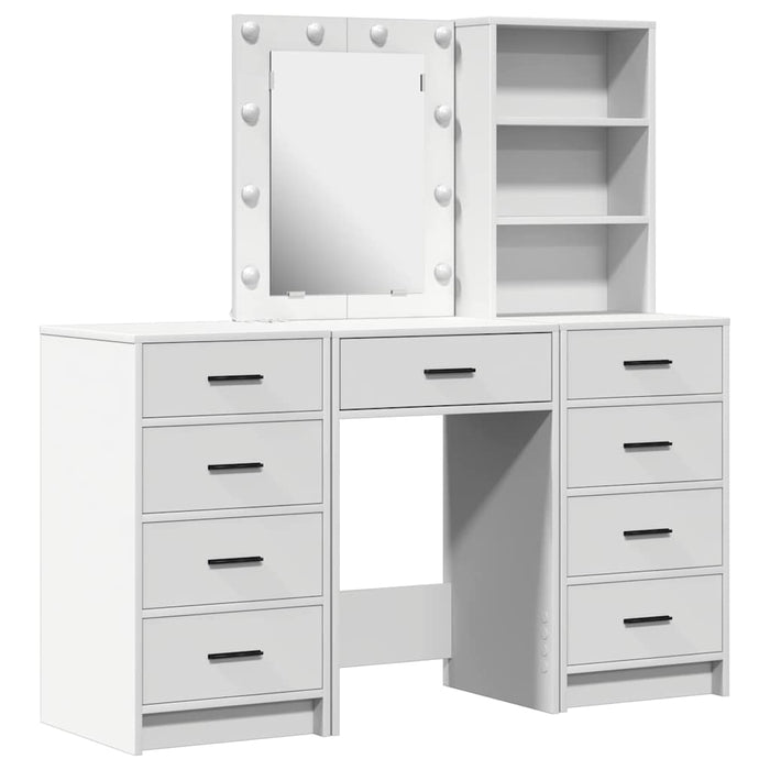 Masă de Machiaj 3 pcs Alb 40 x 41 x 135 cm Lemn compozit - WALTI WALTI