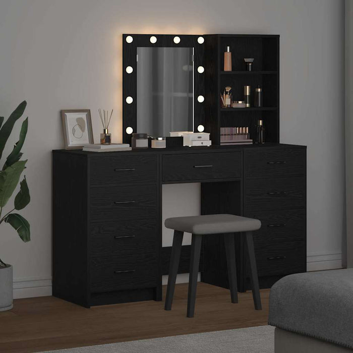 Masă de Machiaj 3 pcs Negru 40 x 41 x 135 cm Lemn compozit - WALTI WALTI