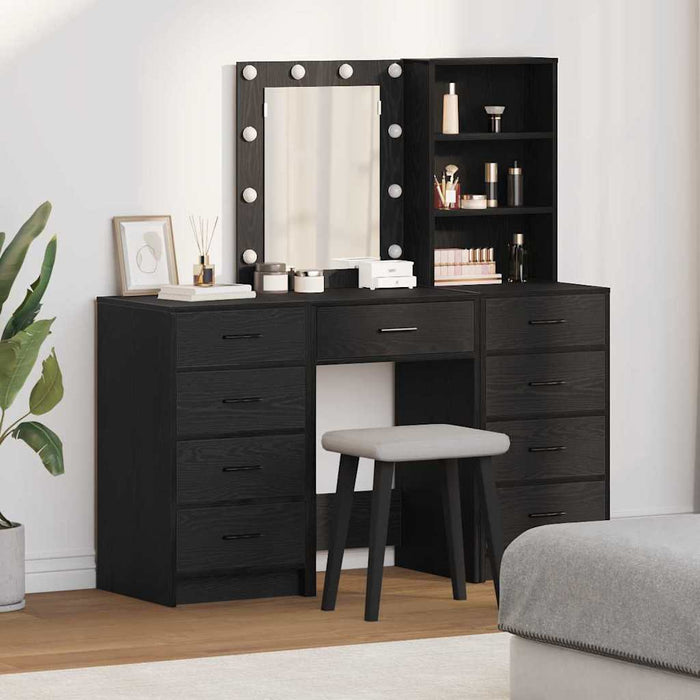 Masă de Machiaj 3 pcs Negru 40 x 41 x 135 cm Lemn compozit - WALTI WALTI