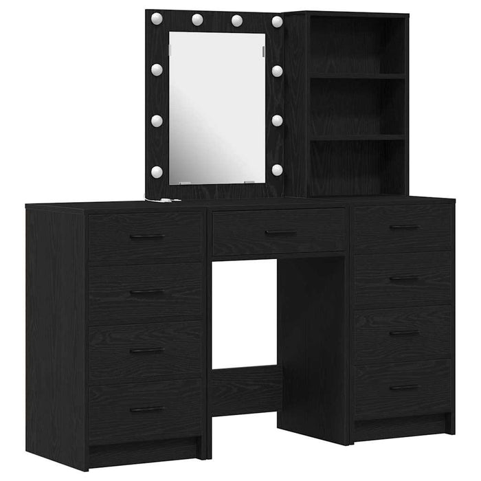 Masă de Machiaj 3 pcs Negru 40 x 41 x 135 cm Lemn compozit - WALTI WALTI