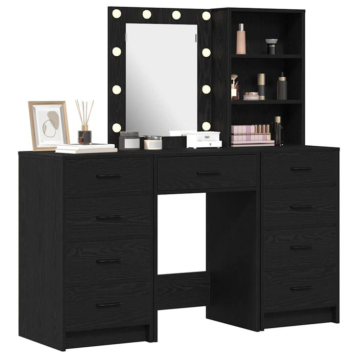 Masă de Machiaj 3 pcs Negru 40 x 41 x 135 cm Lemn compozit - WALTI WALTI