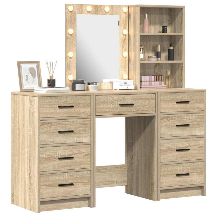 Masă de Machiaj 3 pcs Maro 40 x 41 x 135 cm Lemn compozit - WALTI WALTI