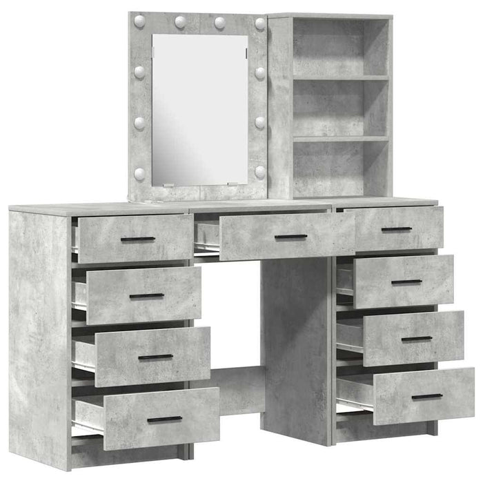 Masă de Machiaj 3 pcs Gri 40 x 41 x 135 cm Lemn compozit - WALTI WALTI