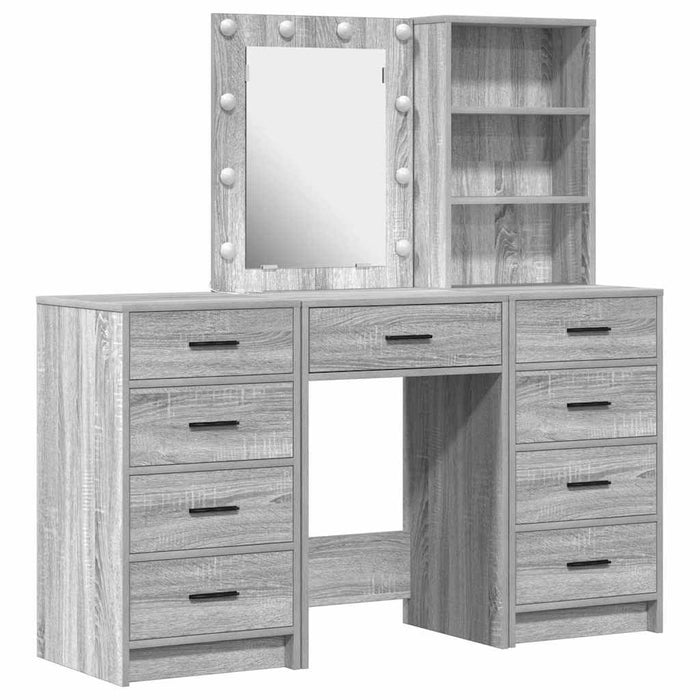 Masă de Machiaj 3 pcs Gri 40 x 41 x 135 cm Lemn compozit - WALTI WALTI