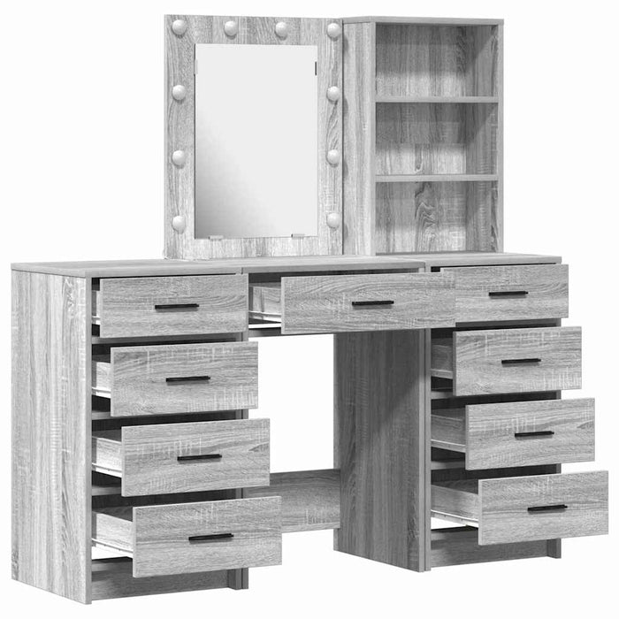 Masă de Machiaj 3 pcs Gri 40 x 41 x 135 cm Lemn compozit - WALTI WALTI