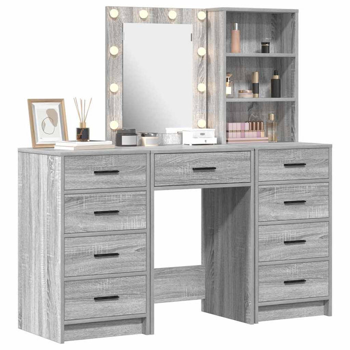 Masă de Machiaj 3 pcs Gri 40 x 41 x 135 cm Lemn compozit - WALTI WALTI