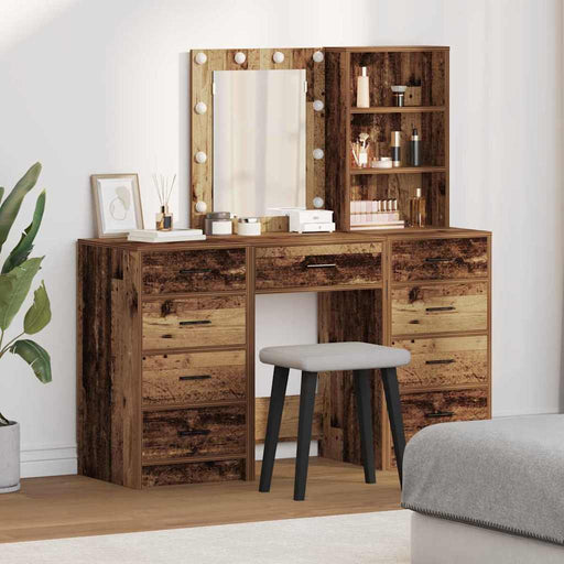 Masă de Machiaj 3 pcs Maro 40 x 41 x 135 cm Lemn compozit - WALTI WALTI