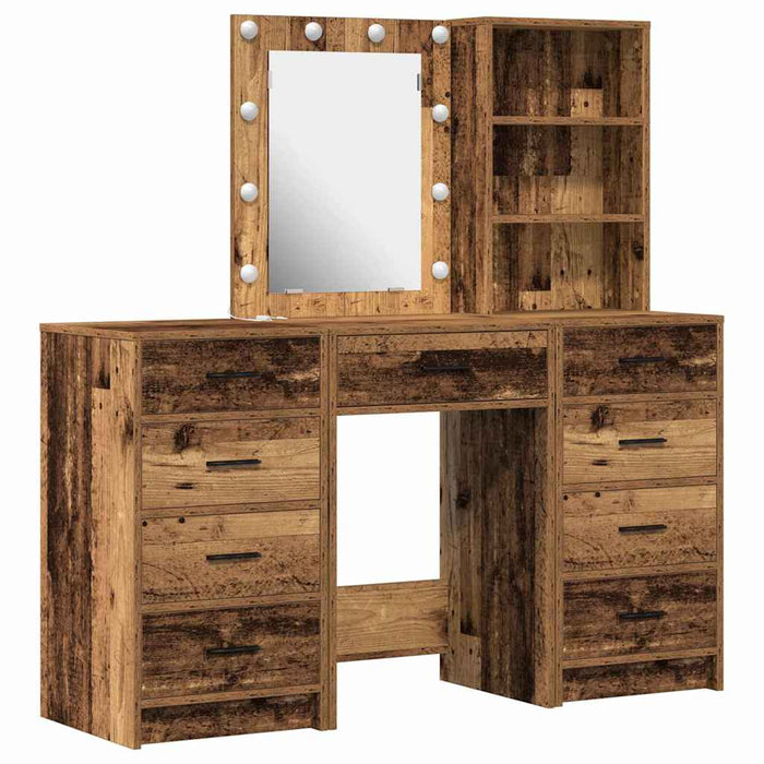 Masă de Machiaj 3 pcs Maro 40 x 41 x 135 cm Lemn compozit - WALTI WALTI