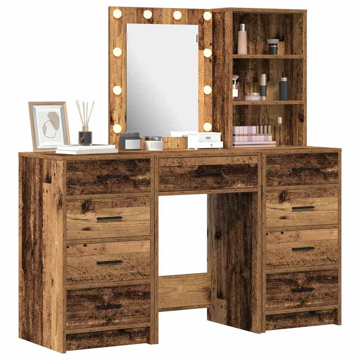 Masă de Machiaj 3 pcs Maro 40 x 41 x 135 cm Lemn compozit - WALTI WALTI