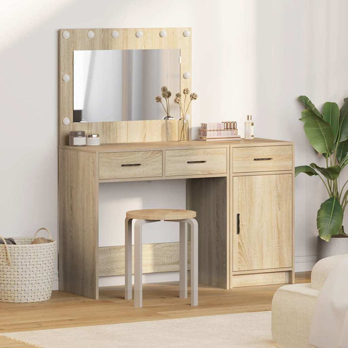Masă de Machiaj cu lumini de oglindă 2 pcs Maro Lemn compozit - WALTI WALTI