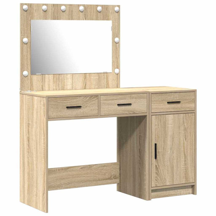 Masă de Machiaj cu lumini de oglindă 2 pcs Maro Lemn compozit - WALTI WALTI