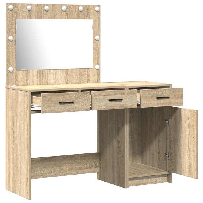 Masă de Machiaj cu lumini de oglindă 2 pcs Maro Lemn compozit - WALTI WALTI
