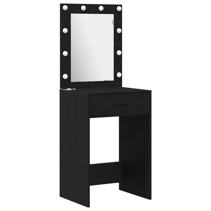 Set masă de toaletă cu LED 3 pcs Stejar Negru Lemn compozit - WALTI WALTI