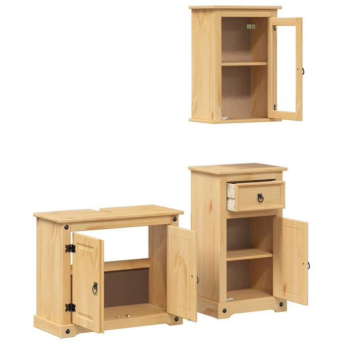 Set mobilier de baie „Corona”, 3 piese, lemn masiv de pin WALTI