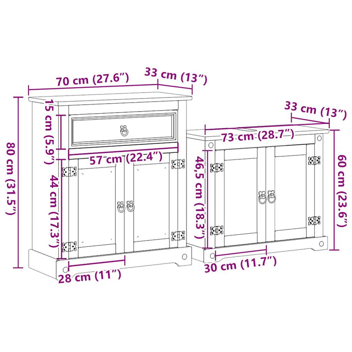 Set mobilier de baie „Corona”, 2 piese, lemn masiv de pin - WALTI WALTI
