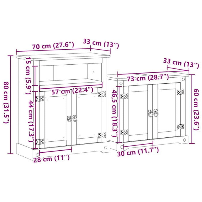 Set mobilier de baie „Corona”, 2 piese, lemn masiv de pin - WALTI WALTI