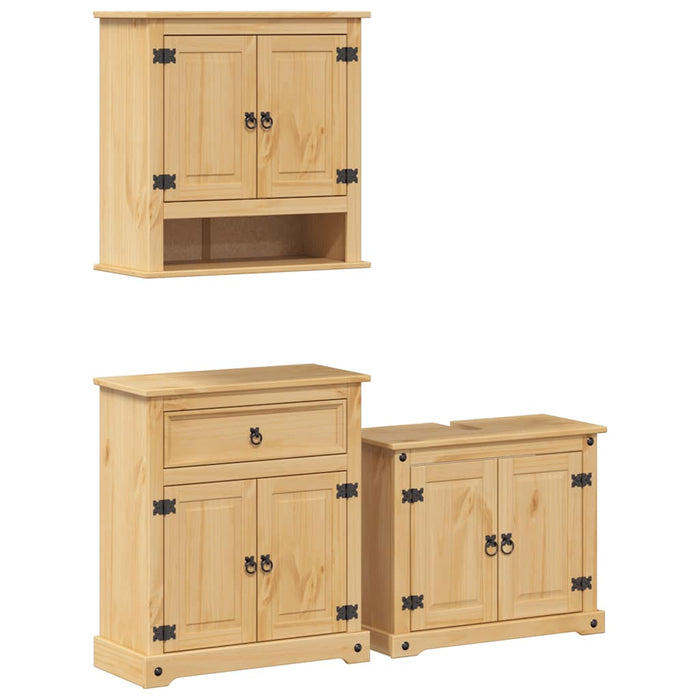 Set mobilier de baie „Corona”, 3 piese, lemn masiv de pin - WALTI WALTI