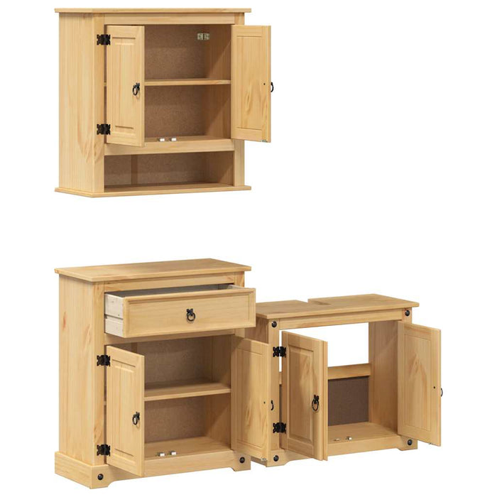 Set mobilier de baie „Corona”, 3 piese, lemn masiv de pin - WALTI WALTI