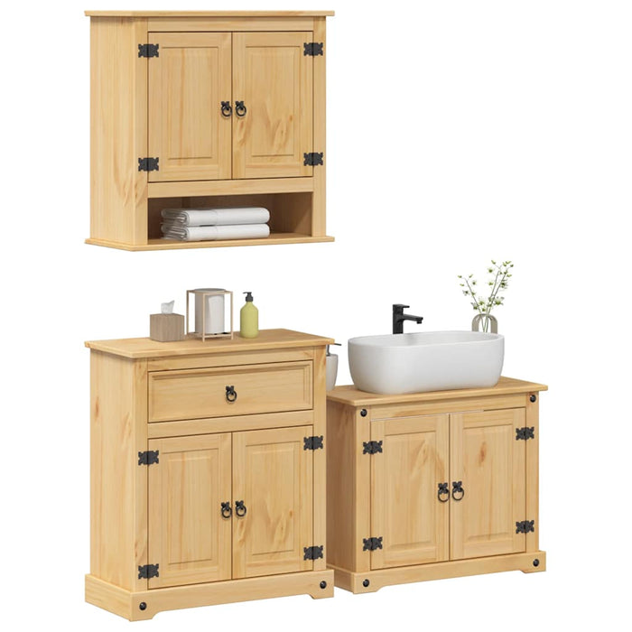 Set mobilier de baie „Corona”, 3 piese, lemn masiv de pin - WALTI WALTI